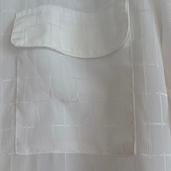 Yves St Clair Sheer White Window Pane Button Up Long Sleeve Blouse Shirt Size 8 - Picture 4 of 6
